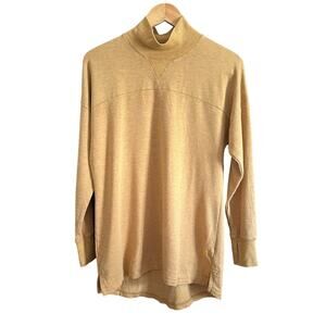 LL BEAN | Mustard Yellow Modal Mock Neck Tunic Sweatshirt | Size Medium